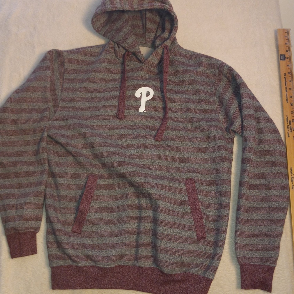 Philadelphia Phillies Hoodie Mens M Throwback Logo MLB Stitches Striped